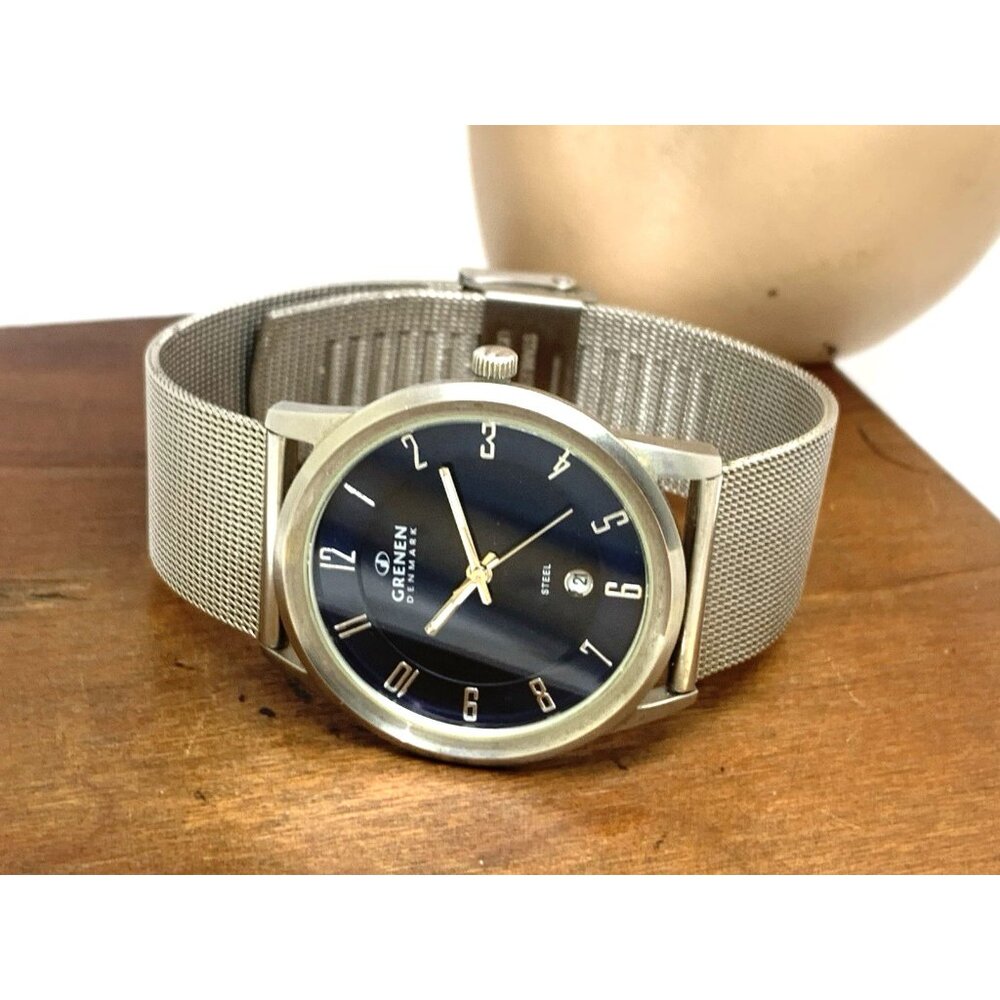 Grenen by Skagen Denmark Mens Watch M-24XLSSN Quartz Blue Dial Silver Steel 38mm - Picture 8 of 14
